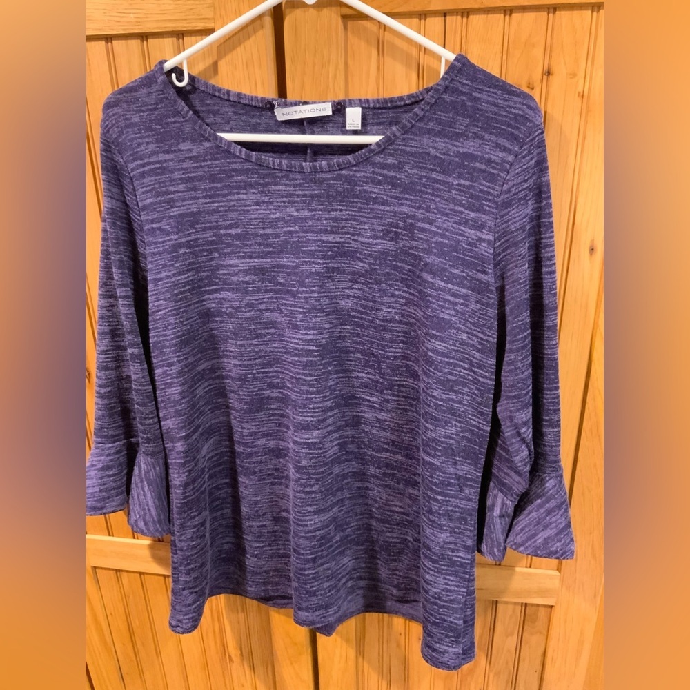 Notations Heathered Purple Long Sleeve Top